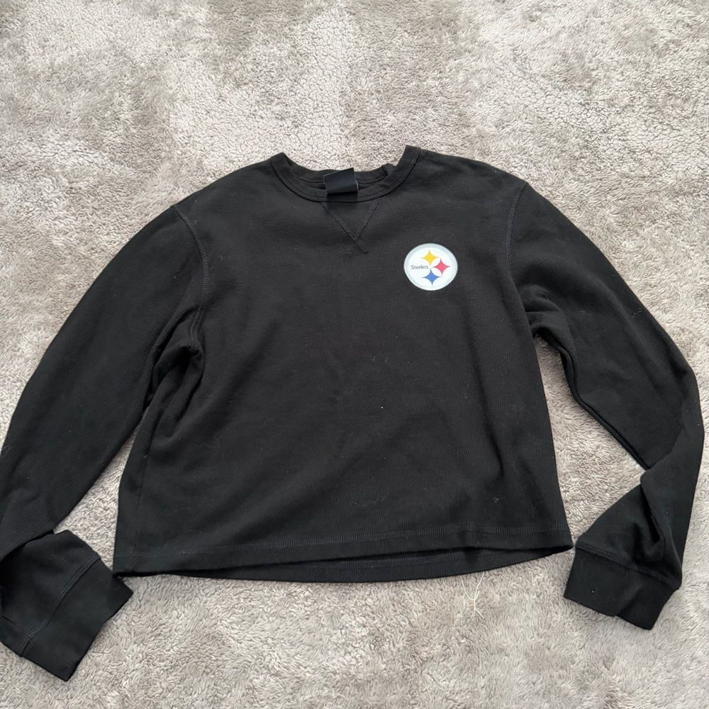 Pittsburg Steelers Black Ribbed Long Sleeve Size Medium